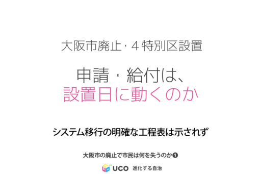 大阪市廃止・４特別区設置 申請・給付は、設置日に動くのか システム移行の明確な工程表は示されず 大阪市の廃止で市民は何を失うのか❶